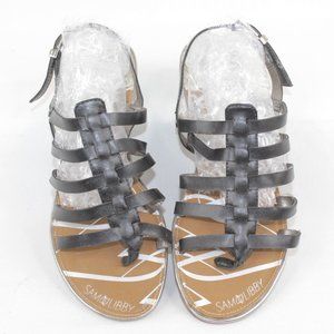 Sam Libby Black Strappy Adjustable Ankle Strap Flats Sandals Women's Size 8